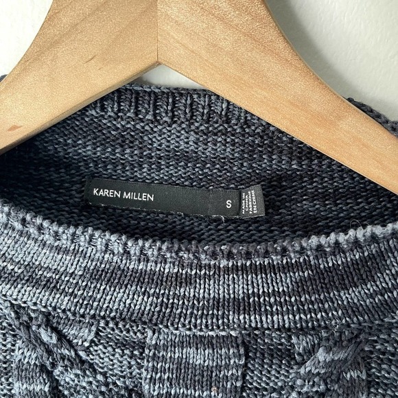 Karen Millen Black Gray Short Sleeve Sweater Size Small - Picture 2 of 4